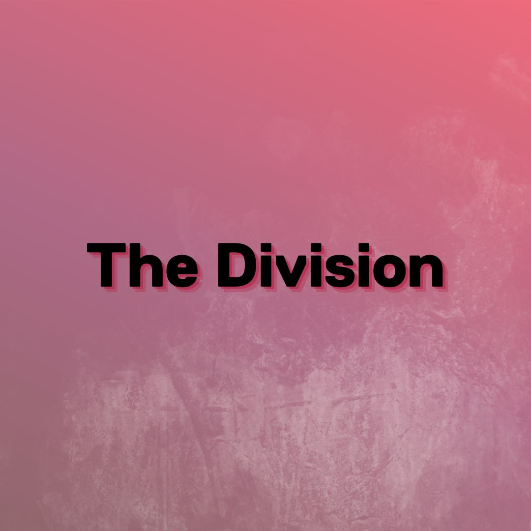 the division is written on a maroon background with some light shadows near the corner