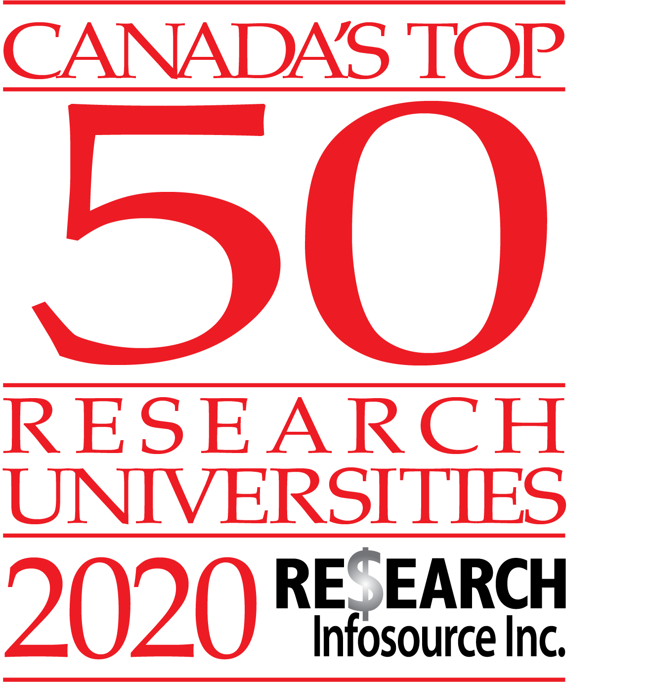 Logo for Canada's Top 50 Research Universities 2020