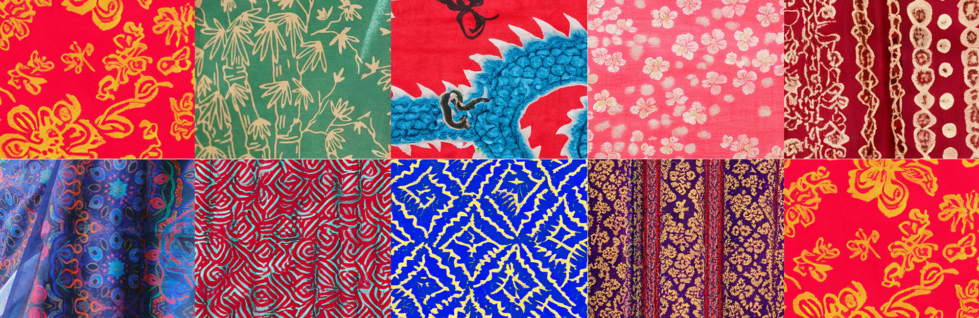 A collage of ten different types of patterned materials
